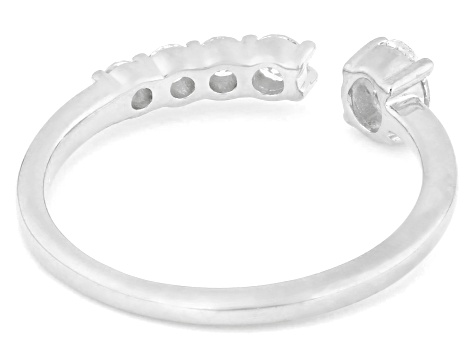 Oval and Round White Lab-Grown Diamond F-G VS Rhodium Over Sterling Silver Ring 0.50ctw