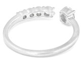 Oval and Round White Lab-Grown Diamond F-G VS Rhodium Over Sterling Silver Ring 0.50ctw