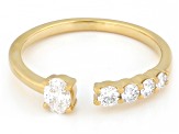 Oval and Round White Lab-Grown Diamond F-G VS 14K Yellow Gold Over Sterling Silver Ring 0.50ctw