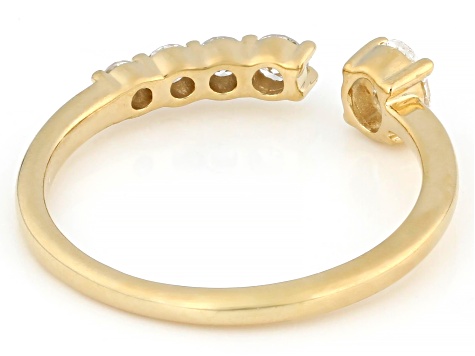 Oval and Round White Lab-Grown Diamond F-G VS 14K Yellow Gold Over Sterling Silver Ring 0.50ctw