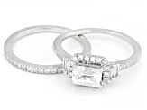 Lab-Grown Diamond F-G VS Rhodium Over Sterling Silver Halo Ring With Band 1.45ctw