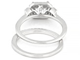 Lab-Grown Diamond F-G VS Rhodium Over Sterling Silver Halo Ring With Band 1.45ctw