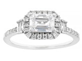 Lab-Grown Diamond F-G VS Rhodium Over Sterling Silver Halo Ring With Band 1.45ctw