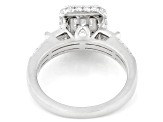 Baguette and Round White Lab-Grown Diamond F-G VS Rhodium Over Sterling Silver Ring 0.90ctw