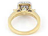 Baguette and Round White Lab-Grown Diamond F-G VS 14K Yellow Gold Over Sterling Silver Ring 0.90ctw