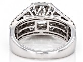 Certified Round and Baguette White Lab-Grown Diamond F-G VS 10K White Gold Halo Ring 2.50ctw