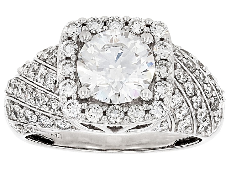 Certified Round White Lab-Grown Diamond F-G VS 10K White Gold Halo Ring 2.50ctw
