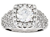 Certified Round White Lab-Grown Diamond F-G VS 10K White Gold Halo Ring 2.50ctw