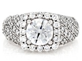 Certified Round White Lab-Grown Diamond F-G VS 10K White Gold Halo Ring 2.50ctw