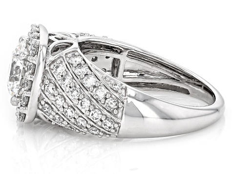 Certified Round White Lab-Grown Diamond F-G VS 10K White Gold Halo Ring 2.50ctw