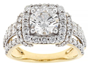 Certified Round White Lab-Grown Diamond F-G VS 10K Yellow Gold Halo Ring 2.75ctw