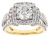 Certified Round White Lab-Grown Diamond F-G VS 10K Yellow Gold Halo Ring 2.75ctw