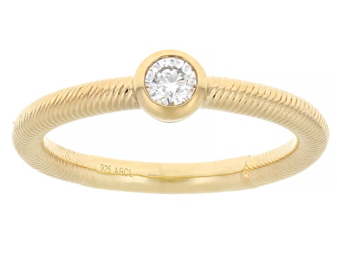 Round White Lab-Grown Diamond F-G SI 14K Yellow Gold Over Sterling Silver Ring 0.15ct