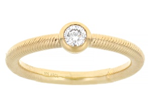 Round White Lab-Grown Diamond F-G SI 14K Yellow Gold Over Sterling Silver Ring 0.15ct