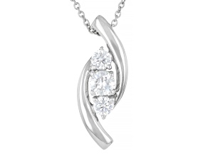 Round White Lab-Grown Diamond F-G VS Rhodium Over Sterling Silver Pendant With Chain 0.50ctw