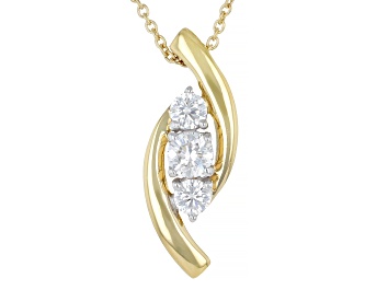 Picture of Round White Lab-Grown Diamond F-G VS 14K Yellow Gold Over Sterling Silver Pendant With Chain 0.50ctw