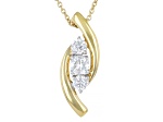 Round White Lab-Grown Diamond F-G VS 14K Yellow Gold Over Sterling Silver Pendant With Chain 0.50ctw