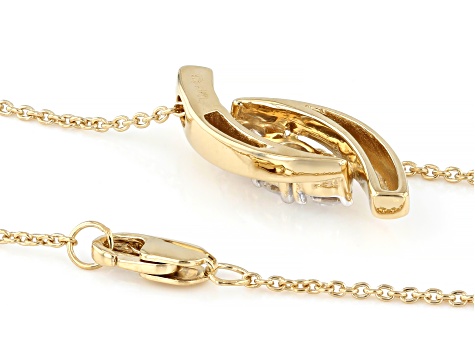 Round White Lab-Grown Diamond F-G VS 14K Yellow Gold Over Sterling Silver Pendant With Chain 0.50ctw