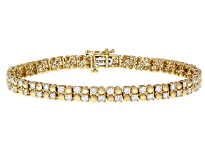 Round White Lab-Grown Diamond F-G SI 14K Yellow Gold Over Sterling Silver Tennis Bracelet 3.10ctw