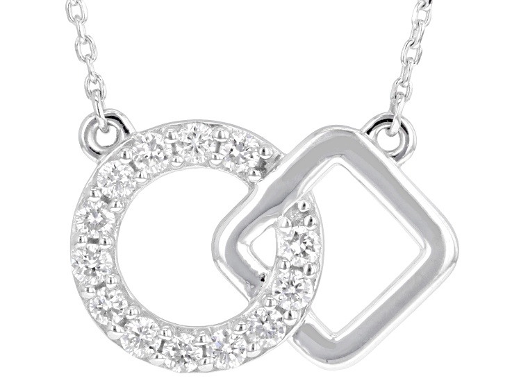Round White Lab-Grown Diamond G-H VS Rhodium Over Sterling Silver Station Necklace 0.50ctw