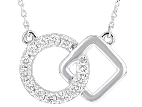 Round White Lab-Grown Diamond G-H VS Rhodium Over Sterling Silver Station Necklace 0.50ctw