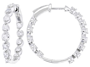 Round White Lab-Grown Diamond G-H VS Rhodium Over Sterling Silver Inside-Out Hoop Earrings 1.00ctw