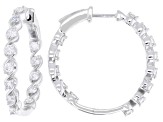 Round White Lab-Grown Diamond G-H VS Rhodium Over Sterling Silver Inside-Out Hoop Earrings 1.00ctw