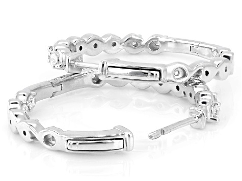 Round White Lab-Grown Diamond G-H VS Rhodium Over Sterling Silver Inside-Out Hoop Earrings 1.00ctw