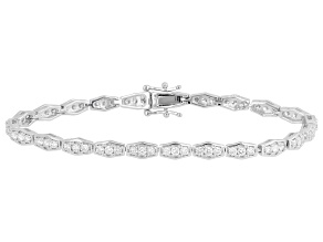 Round White Lab-Grown Diamond G-H VS Rhodium Over Sterling Silver Tennis Bracelet 2.75ctw