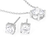 Round Lab-Grown Diamond G-H VS Rhodium Over Silver Solitaire Necklace and Stud Earrings 2.25ctw
