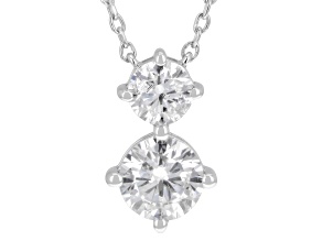 Round White Lab-Grown Diamond G-H VS Rhodium Over Sterling Silver 2-Stone Necklace 1.35ctw