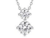 Round White Lab-Grown Diamond G-H VS Rhodium Over Sterling Silver 2-Stone Necklace 1.35ctw