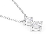 Round White Lab-Grown Diamond G-H VS Rhodium Over Sterling Silver 2-Stone Necklace 1.35ctw