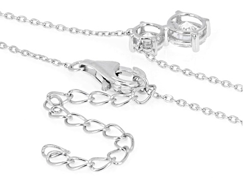 Round White Lab-Grown Diamond G-H VS Rhodium Over Sterling Silver 2-Stone Necklace 1.35ctw
