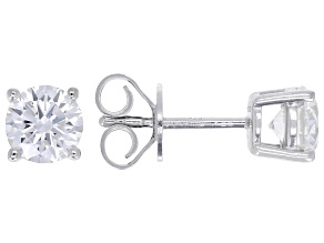 Round White Lab-Grown Diamond G-H VS Rhodium Over Sterling Silver Solitaire Stud Earrings 1.50ctw