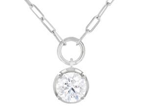 Round White Lab-Grown Diamond G-H VS Rhodium Over Sterling Silver Solitaire Y Necklace 1.15ct