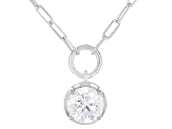 Picture of Round White Lab-Grown Diamond G-H VS Rhodium Over Sterling Silver Solitaire Y Necklace 1.15ct