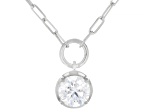 Round White Lab-Grown Diamond G-H VS Rhodium Over Sterling Silver Solitaire Y Necklace 1.15ct