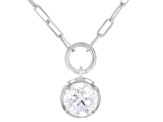 Round White Lab-Grown Diamond G-H VS Rhodium Over Sterling Silver Solitaire Y Necklace 1.15ct