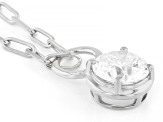 Round White Lab-Grown Diamond G-H VS Rhodium Over Sterling Silver Solitaire Y Necklace 1.15ct
