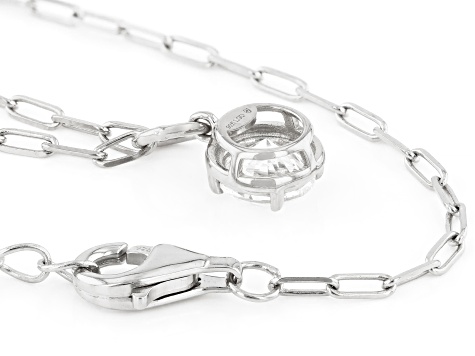 Round White Lab-Grown Diamond G-H VS Rhodium Over Sterling Silver Solitaire Y Necklace 1.15ct