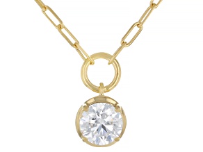 Round White Lab-Grown Diamond G-H VS 14K Yellow Gold Over Sterling Silver Solitaire Necklace 1.15ct