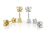 Round Lab-Grown Diamond G-H VS Rhodium and 14K YG Over Silver Solitaire Stud Earrings 2 Pairs .50ctw