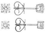Round Lab-Grown Diamond G-H VS Rhodium Over Sterling Silver Solitaire Stud Earrings 2 Pairs 1.50ctw