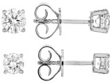 Round Lab-Grown Diamond G-H VS Rhodium Over Sterling Silver Solitaire Stud Earrings 2 Pairs 1.50ctw