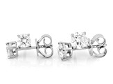 Round Lab-Grown Diamond G-H VS Rhodium Over Sterling Silver Solitaire Stud Earrings 2 Pairs 1.50ctw