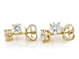 Lab-Grown Diamond G-H VS 14K Yellow Gold Over Silver Solitaire Stud Earrings 2 Pairs 1.50ctw
