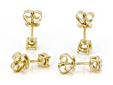 Lab-Grown Diamond G-H VS 14K Yellow Gold Over Silver Solitaire Stud Earrings 2 Pairs 1.50ctw