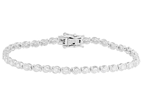 White Lab-Grown Diamond G-H Rhodium Over Sterling Silver Ring 1.00