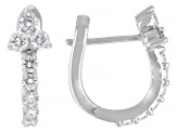 Round White Lab-Grown Diamond G-H VS Rhodium Over Sterling Silver Huggie Earrings 1.00ctw